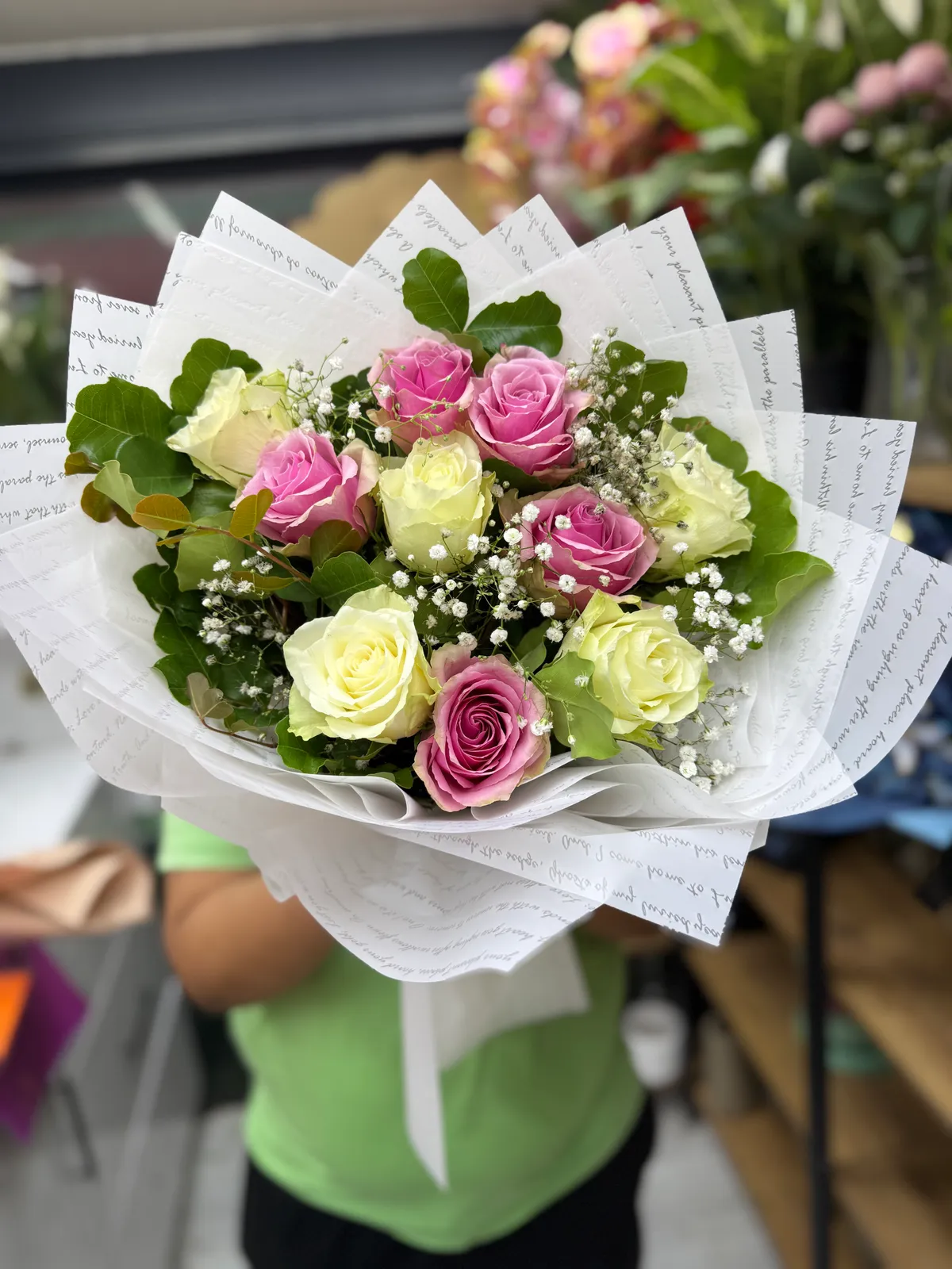 Beyaz ve Pembe Gül 10 Lu İthal 