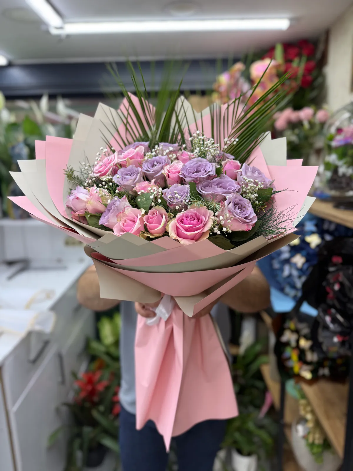 İthal Pembe ve Lila Gül 20 adet  2