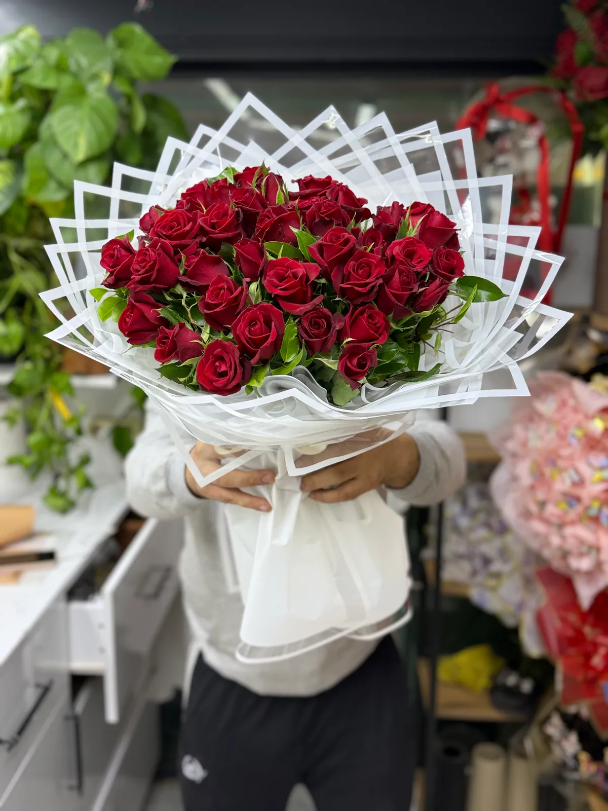 Beyaz Bukette 40 gül 